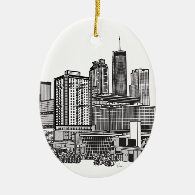 Atlanta Georgia Skyline Art Keramik Ornament (Vorne)