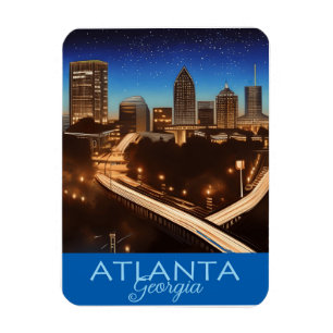 Atlanta Georgia Skyline Blue and Gold Abend Magnet
