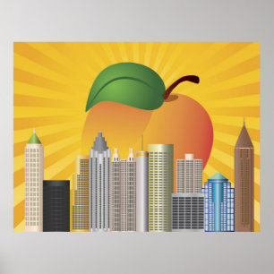 Atlanta Georgia Skyline mit Peach Illustration Po Poster