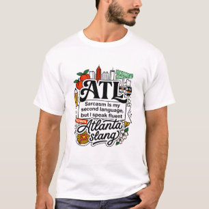 Atlanta Georgia Skyline mit Pfirsichen und Waffeln T-Shirt