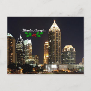 Atlanta, Georgia Skyline mit Weihnachtsheiliger Postkarte
