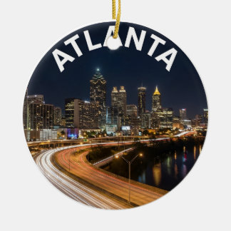 Atlanta Georgia Skyline, Night City Lights Souveni Keramik Ornament