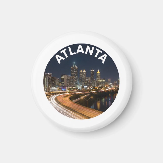 Atlanta Georgia Skyline, Night City Lights Souveni Magnet (Vorne)