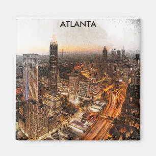 Atlanta Georgia Skyline Panorama View Magnet
