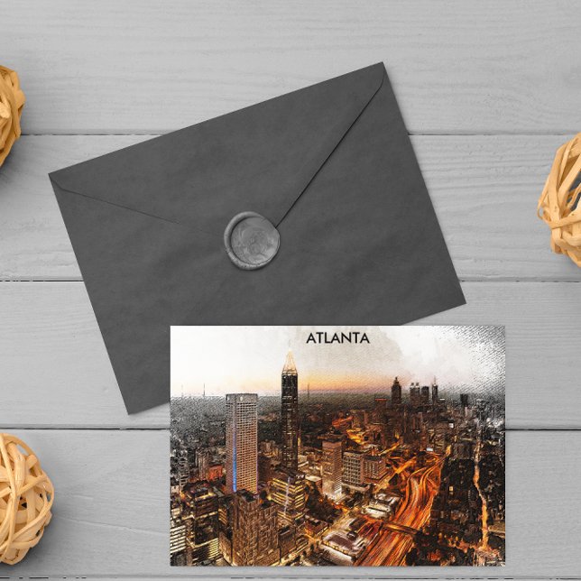 Atlanta Georgia Skyline Panorama View Postkarte (atlanta georgia retro sunset postcard)