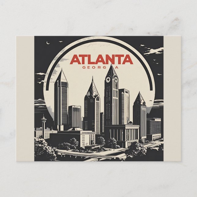 Atlanta Georgia Skyline Postkarte (Vorderseite)