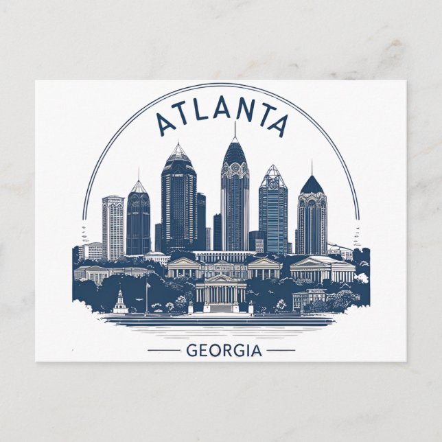 Atlanta Georgia Skyline Postkarte (Vorderseite)