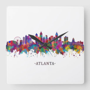 Atlanta Georgia Skyline Quadratische Wanduhr