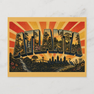Atlanta Georgia Stadt im Wald Wasserfall Kunst Postkarte