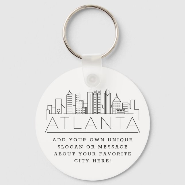 Atlanta, Georgia Stylized Skyline | Benutzerdefini Schlüsselanhänger (Vorderseite)