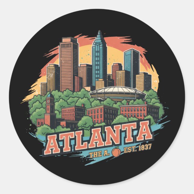 Atlanta Georgia T - Shirt | Südstadt Runder Aufkleber (Vorderseite)