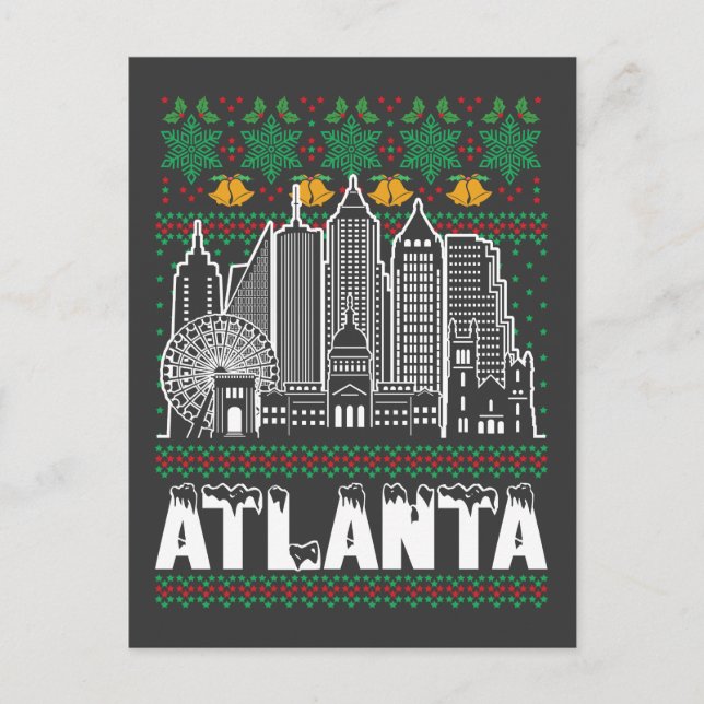 Atlanta Georgia Ugly Christmas Postkarte (Vorderseite)