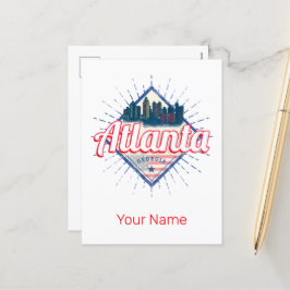 Atlanta Georgia United Staaten Retro Skyline Feiertagspostkarte