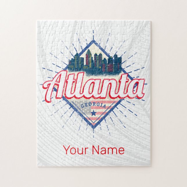 Atlanta Georgia United Staaten Retro Skyline Puzzle (Vertikal)
