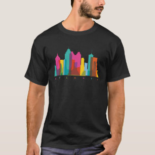 Atlanta Georgia USA Skyline Silhouette Kontur Ske T-Shirt