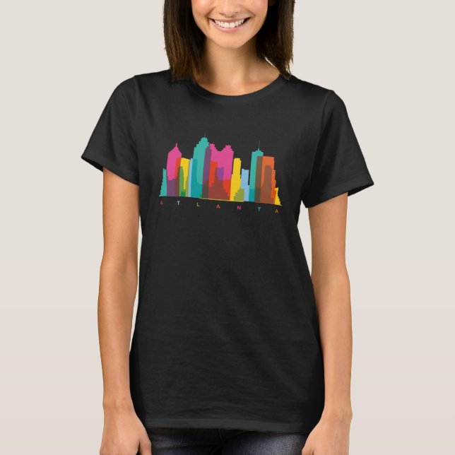 Atlanta Georgia USA Skyline Silhouette Outline Ske T-Shirt (Vorderseite)