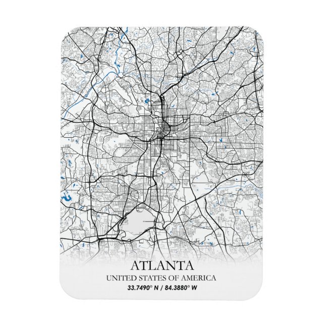 Atlanta Georgia USA Travel City Map Magnet (Vertikal)