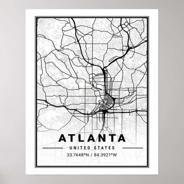Atlanta Georgia USA Travel City Map Poster (Vorne)