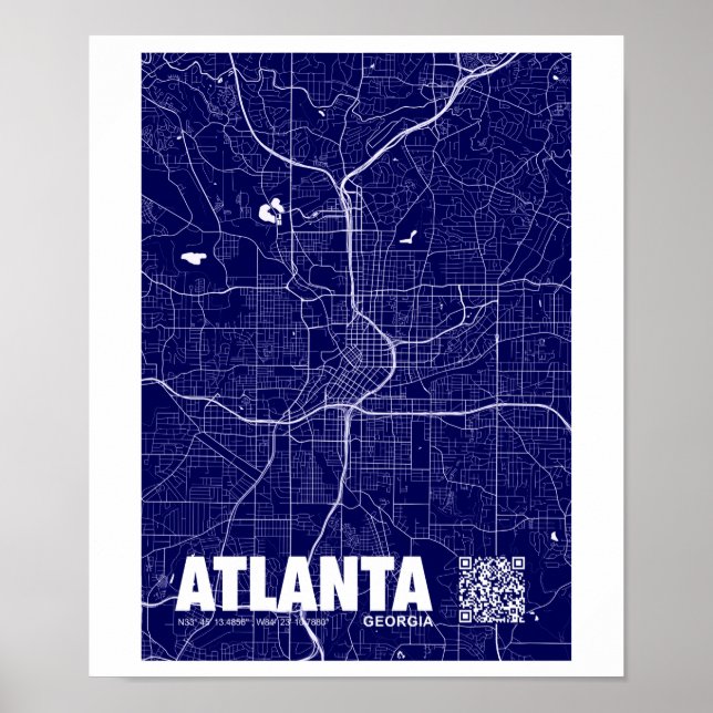 Atlanta, Georgia USA Travel City Map Poster (Vorne)
