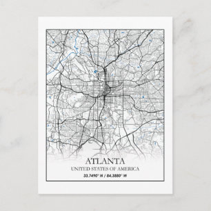 Atlanta Georgia USA Travel City Map Postkarte