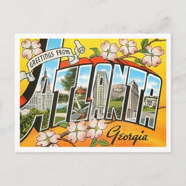 Atlanta, Georgia Vintag Big Letters Postcard Postkarte (Vorderseite)