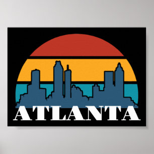 Atlanta Georgia Vintag Sunset Cityscape Poster