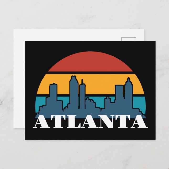 Atlanta Georgia Vintag Sunset Cityscape Postkarte (Vorne/Hinten)