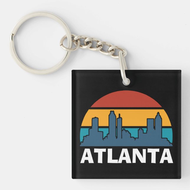 Atlanta Georgia Vintag Sunset Cityscape Schlüsselanhänger (Vorderseite)