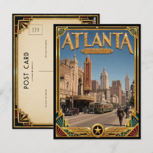 Atlanta Georgia Vintage Art Deco Goldenes Zeitalte Postkarte