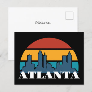 Atlanta Georgia Vintage Sonnenuntergang Stadtsilho Postkarte