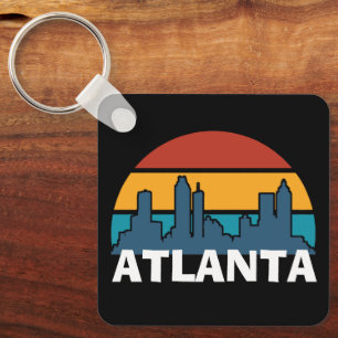 Atlanta Georgia Vintage-Sonnenuntergangs-Stadtansi Schlüsselanhänger
