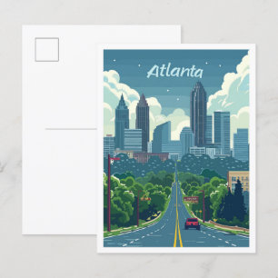 Atlanta Georgia Vintage Travel Illustration Postkarte