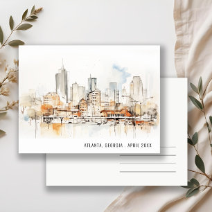 Atlanta Georgia Wasserfarbenlandschaft Hochzeit Postkarte