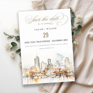 Atlanta Georgia Wasserfarbenlandschaft Hochzeit Save The Date
