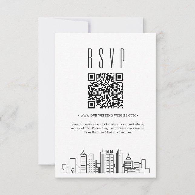 Atlanta, Georgia Wedding QR Code UAWG RSVP Karte (Vorderseite)
