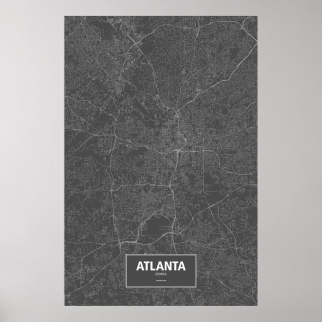 Atlanta, Georgia (weiß auf schwarz) Poster (Vorne)