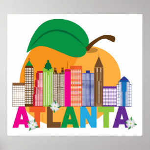 Atlanta, Georgien Peach Skyline Poster