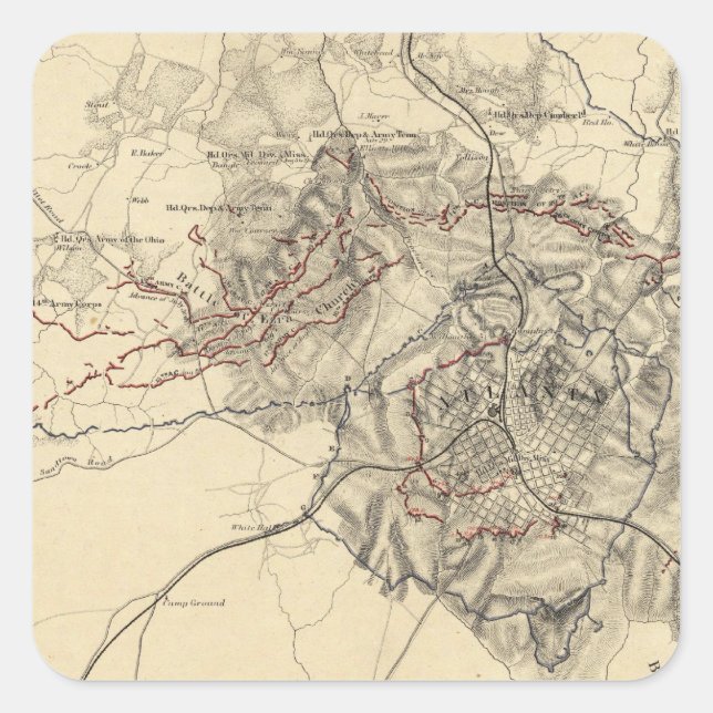 Atlanta, Georgien Quadratischer Aufkleber (Vorderseite)