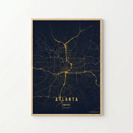 Atlanta Goldkarte Druck Georgia Wandkunst Poster G