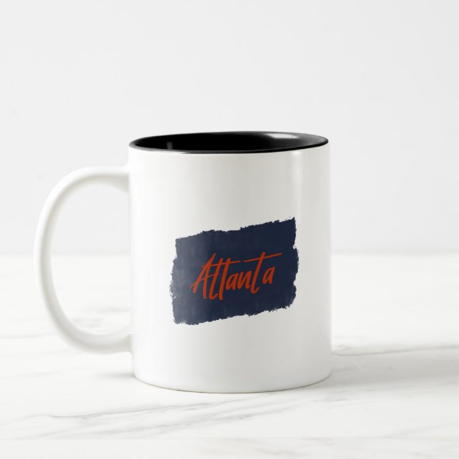Atlanta Handgeschriebene Red Typografy Coffee Tass Zweifarbige Tasse (Links)