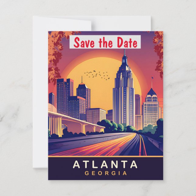 Atlanta Innenstadt, GA, Travel Postcard Save The Date (Vorderseite)