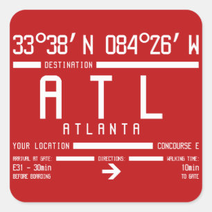 Atlanta International Aviation Airport Code Quadratischer Aufkleber