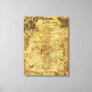Atlanta-Kampagne - Panorama-Karte des Zivilen Krie Leinwanddruck