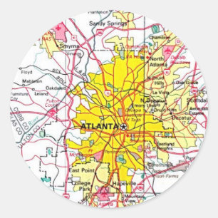 Atlanta-Karte Runder Aufkleber