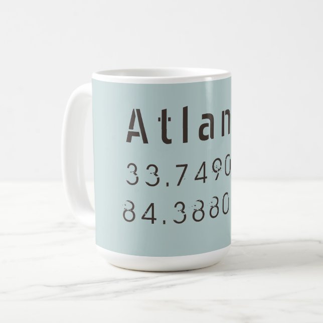 Atlanta Latitude & Longitude Kaffeetasse (Vorderseite Links)