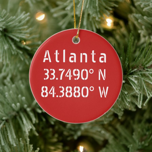 Atlanta Latitude Longitude Red Keramik Ornament (Baum)