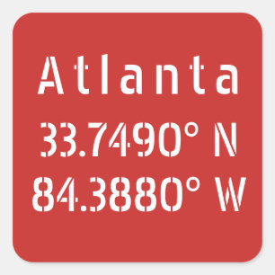 Atlanta Latitude Longitude Red Quadratischer Aufkleber
