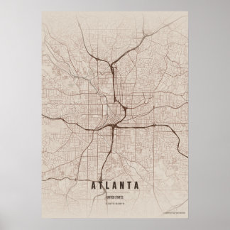 Atlanta Map Print Georgia City Wallart Poster Gift