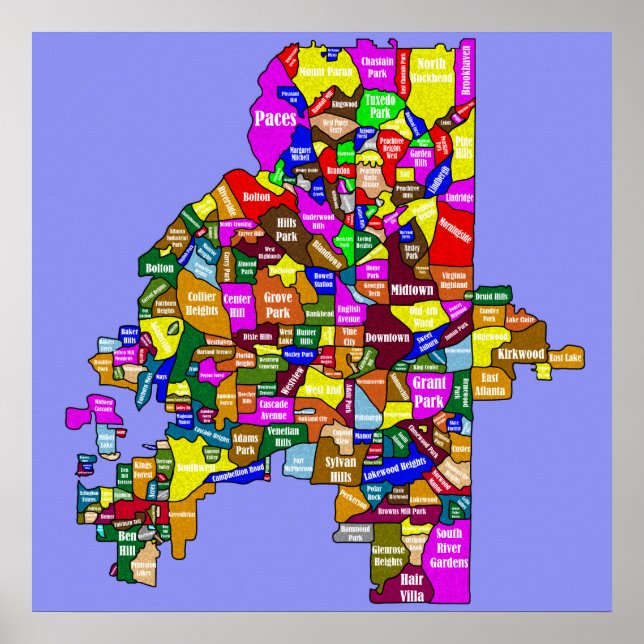 Atlanta Nachbarschaftskarte Poster (Vorne)