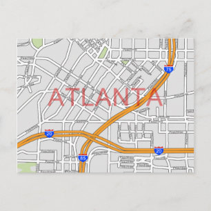 Atlanta Peachtree Road Map Postkarte